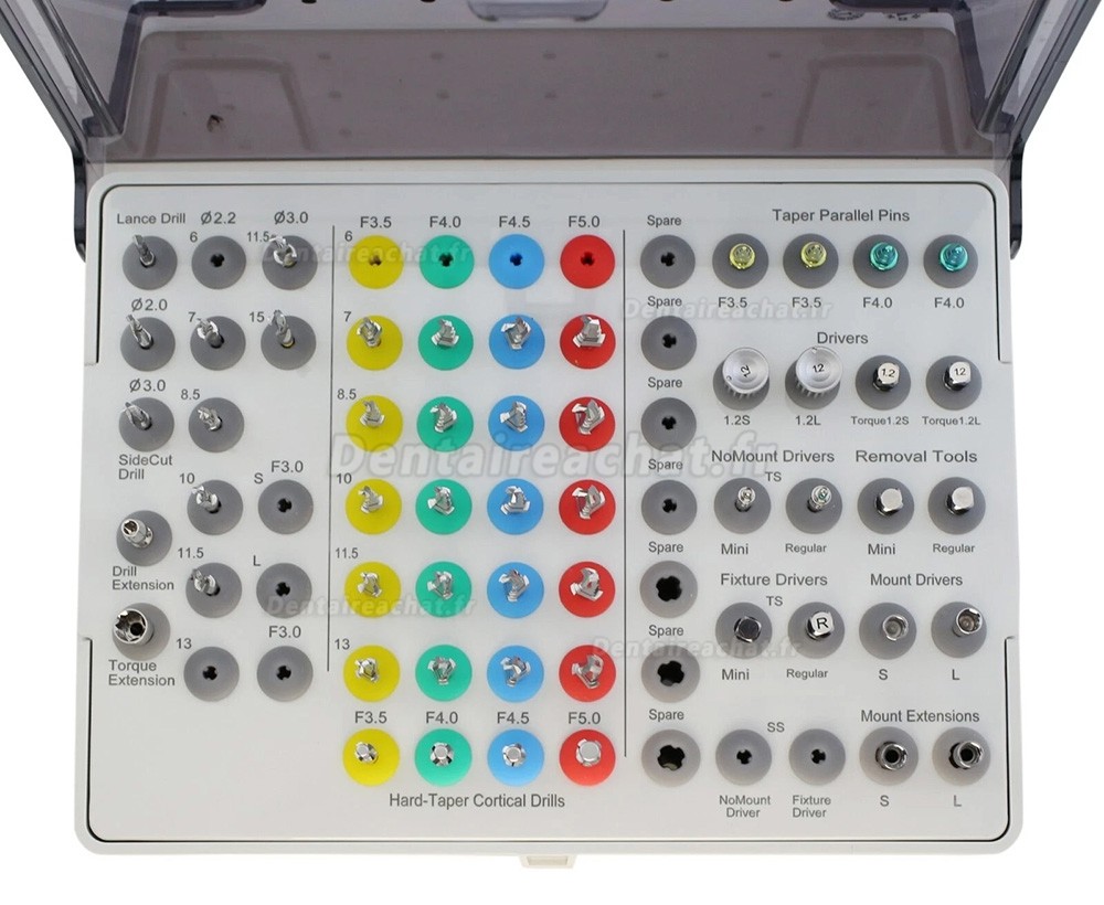 Kit chirurgical pour implants coniquesu universel, guide, forets hélicoïdaux, instruments, style Hiossen OSSTEM